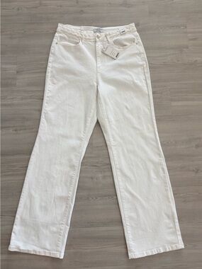 NWT Judy Blue Braided Waist High Rise Wide Leg White Jeans 14W